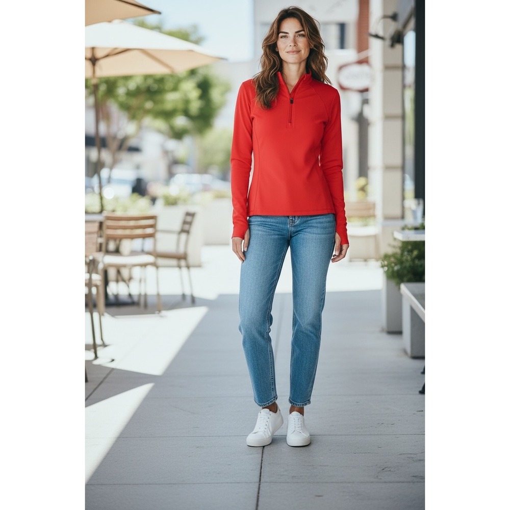 KJUS Women Feel Midlayer Half Zip Ski Long Sleeve Pullover Orange Size 36
